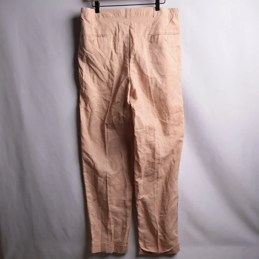 Bagazio Mens Oatmeal Ramie Cotton Pleated Dress Pants Bm1134N9 34/33 New VTG